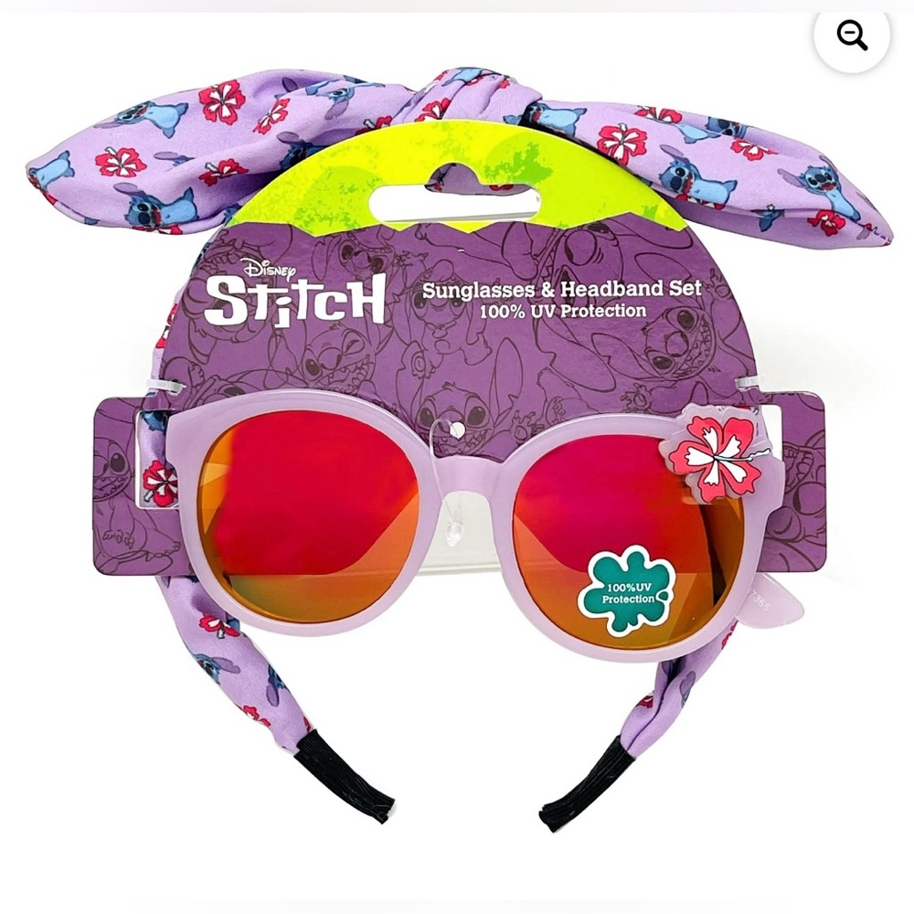 🔴 3/$12 NWT Disney Stitch Sunglasses & Headband Set UV Protection Kids 3+